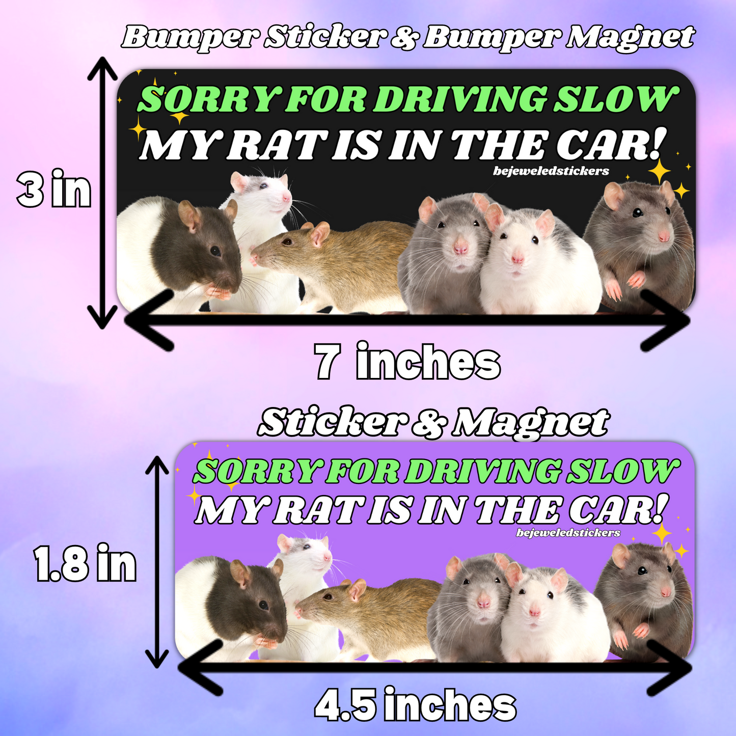 Sorry for driving slow, my rat is in the car