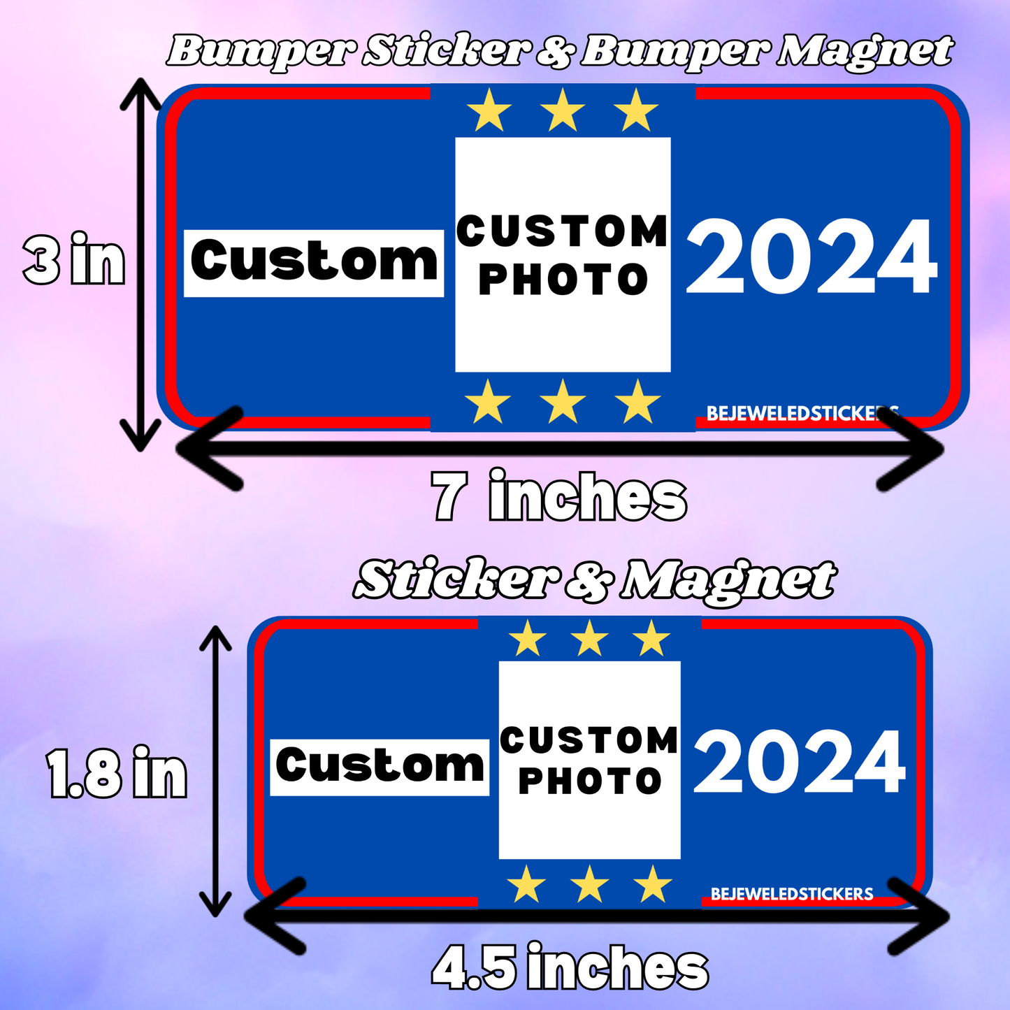 2024 Customizable text and photo Sticker & Magnet