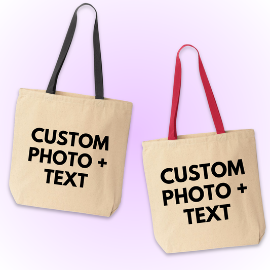 Custom photo & Custom text tote bag