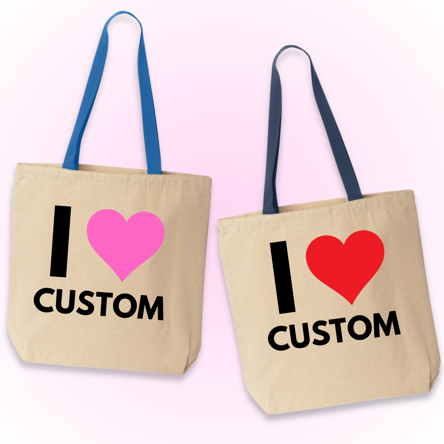 I heart custom text tote bag