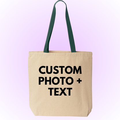 Custom photo & Custom text tote bag