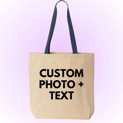 Custom photo & Custom text tote bag