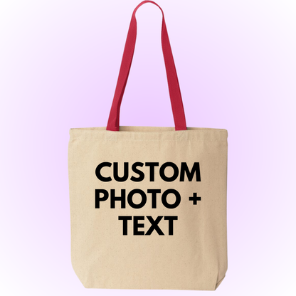 Custom photo & Custom text tote bag