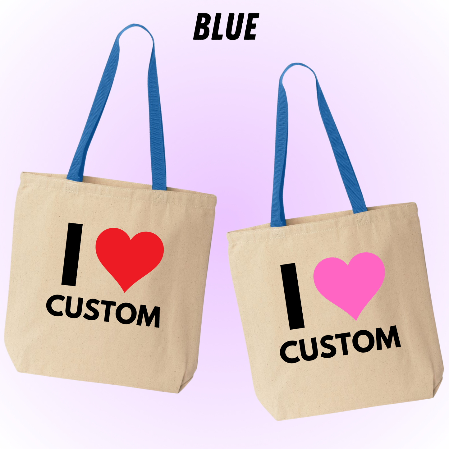 I heart custom text tote bag