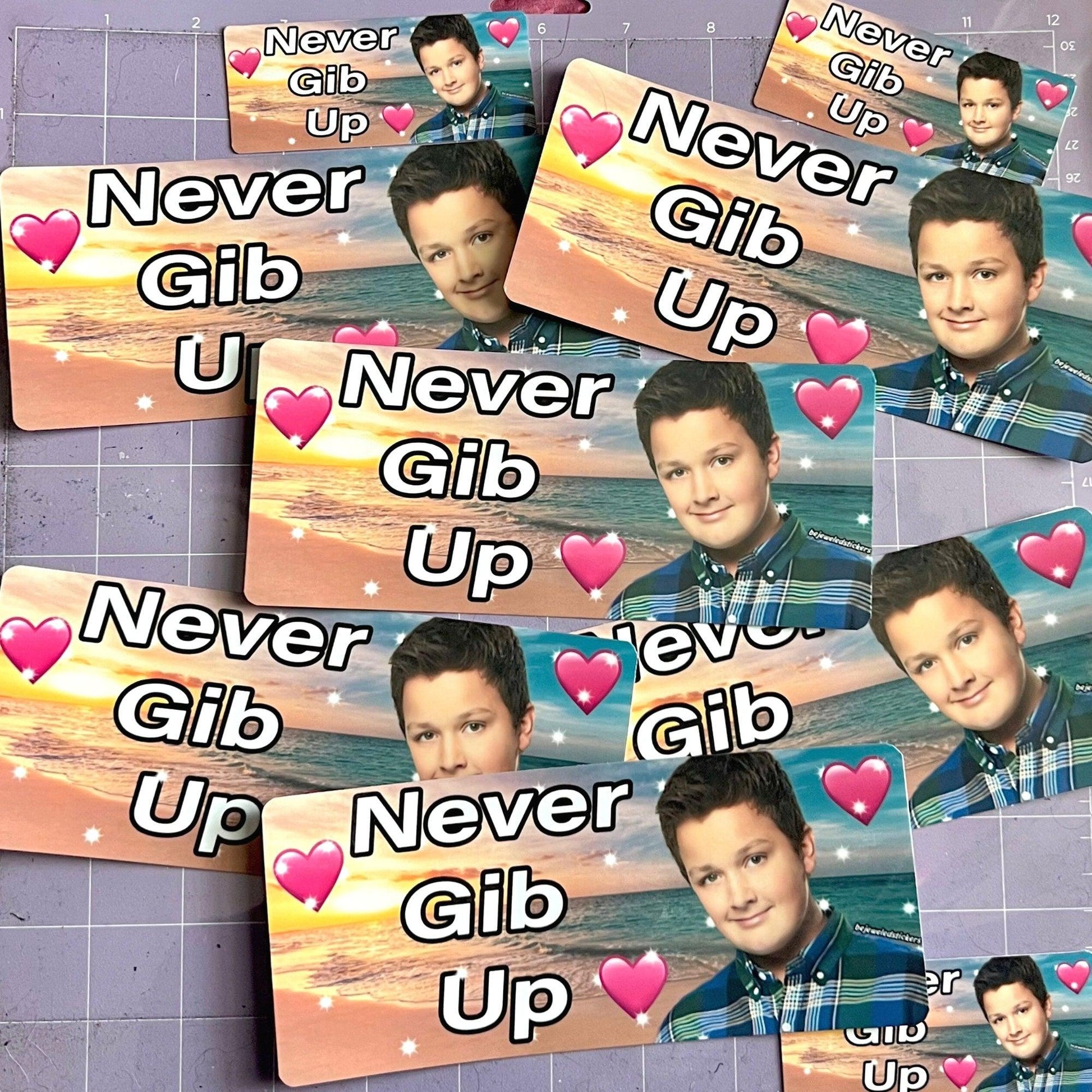 Never Gib Up / Sticker, Bumper Sticker, or Magnet - bejeweled stickers